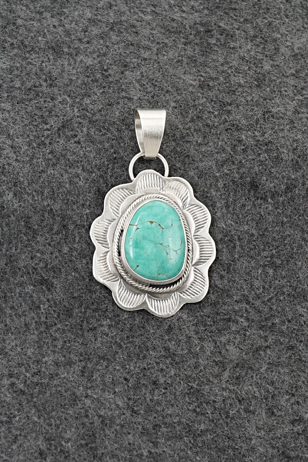 Turquoise & Sterling Silver Pendant - Cordell Platero