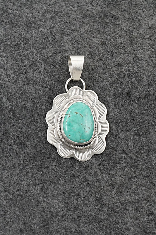 Turquoise & Sterling Silver Pendant - Cordell Platero