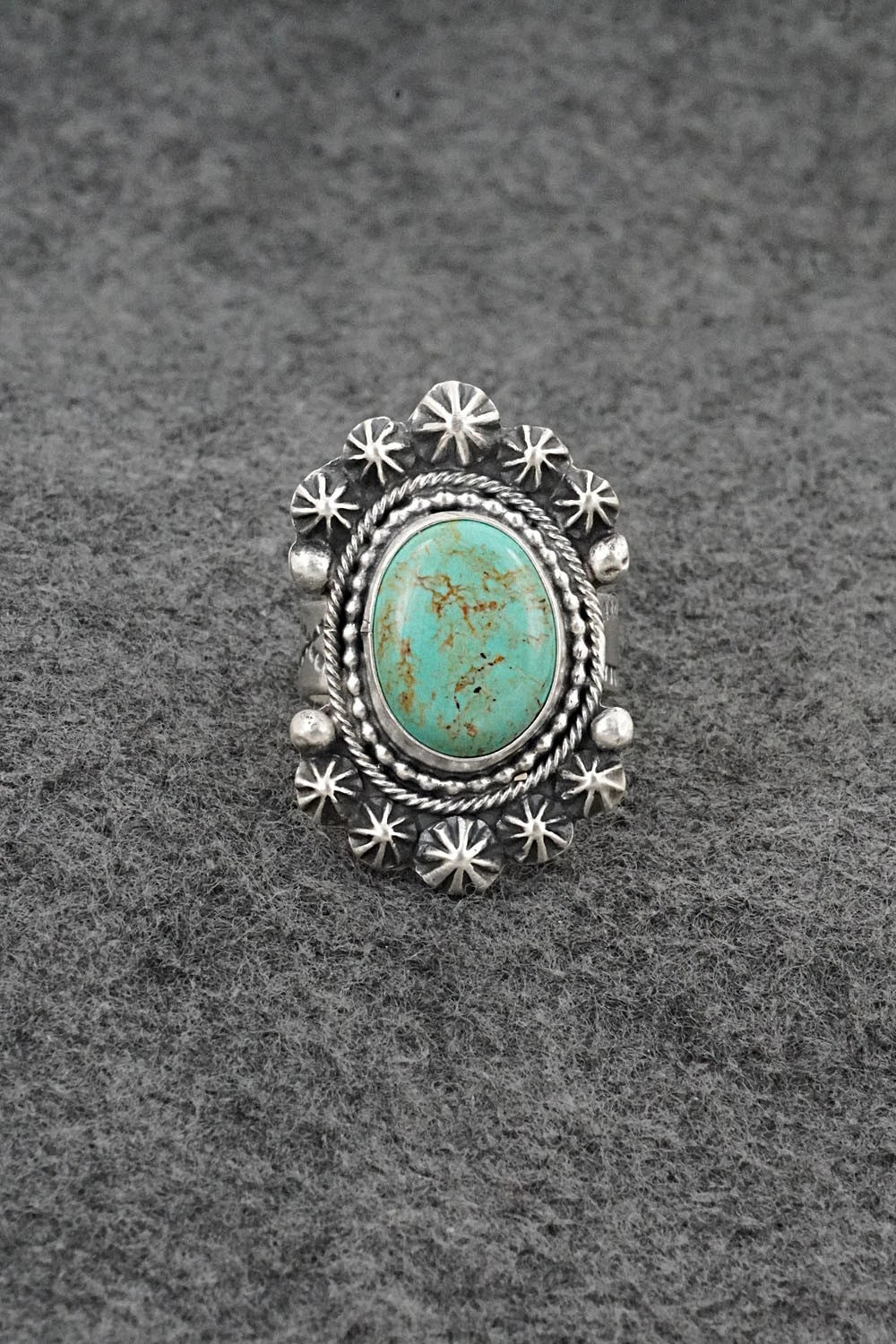 Turquoise & Sterling Silver Ring - Cordell Platero - Size Adjustable