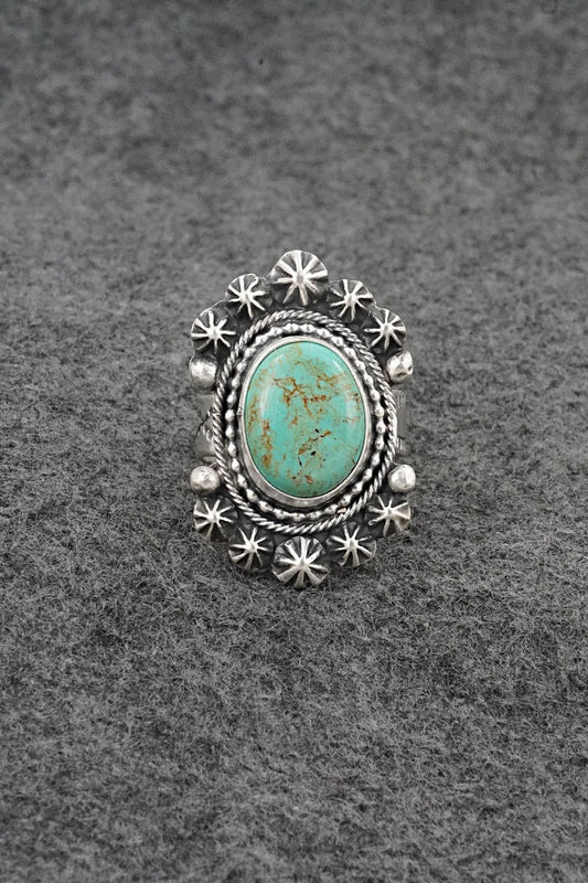 Turquoise & Sterling Silver Ring - Cordell Platero - Size Adjustable