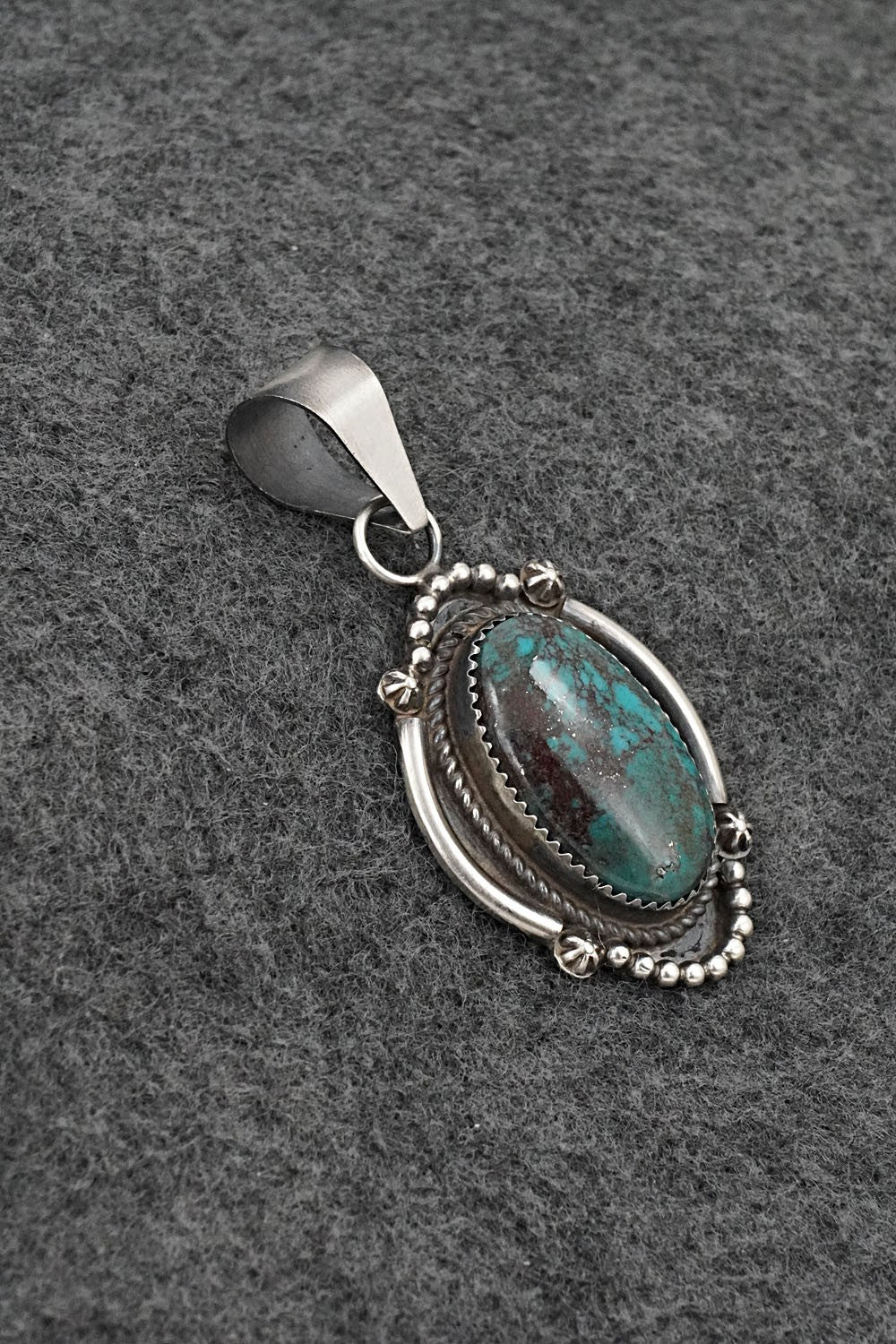 Turquoise and Sterling Silver Pendant - Leslie Nez