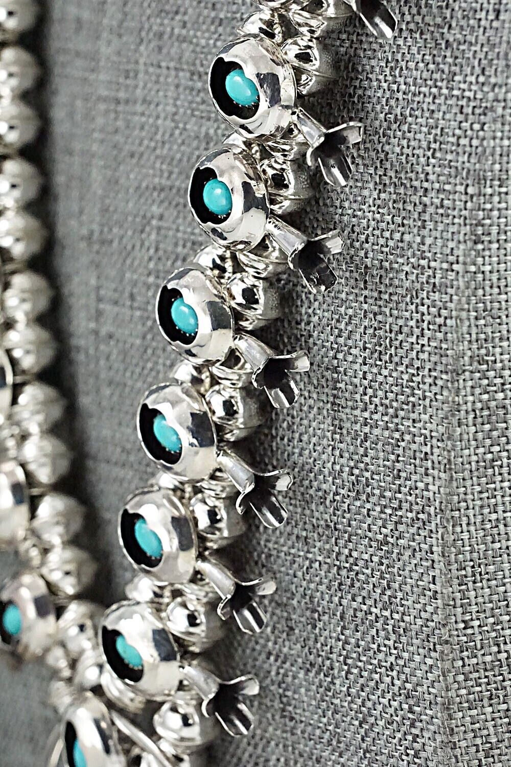 Turquoise & Sterling Silver Squash Blossom Set - Phil Garcia