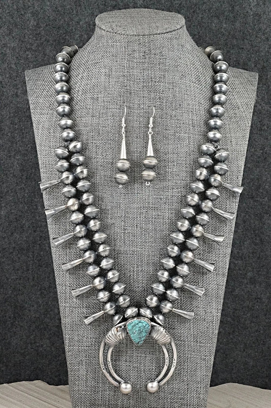 Turquoise & Sterling Silver Squash Blossom Set - Gilbert Martin