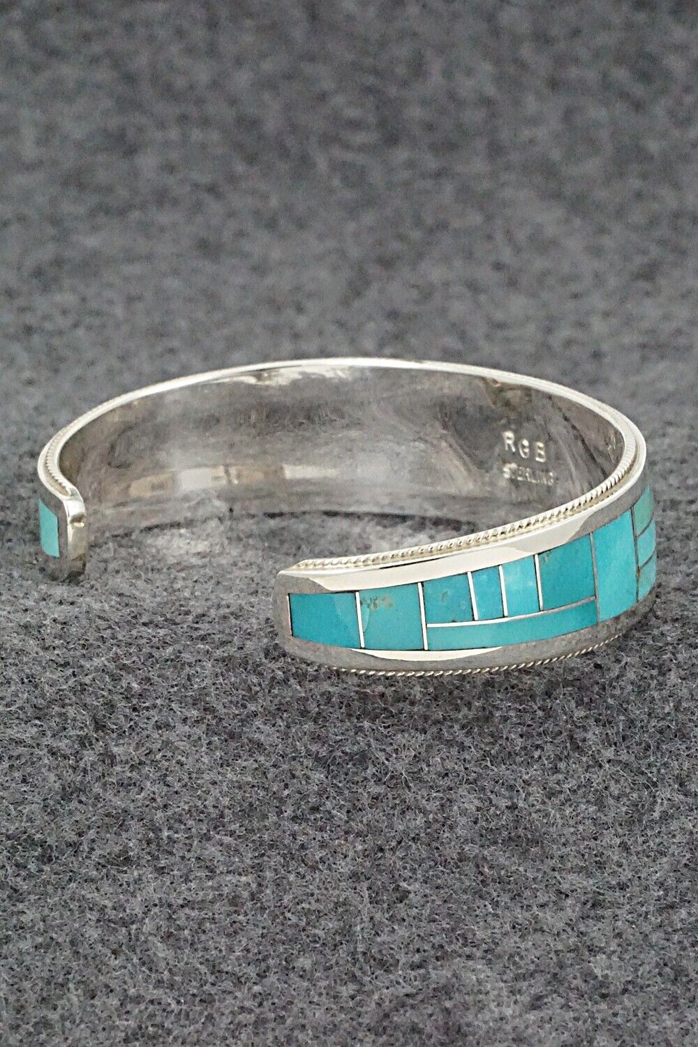 Turquoise & Sterling Silver Inlay Bracelet - Glendora Booqua