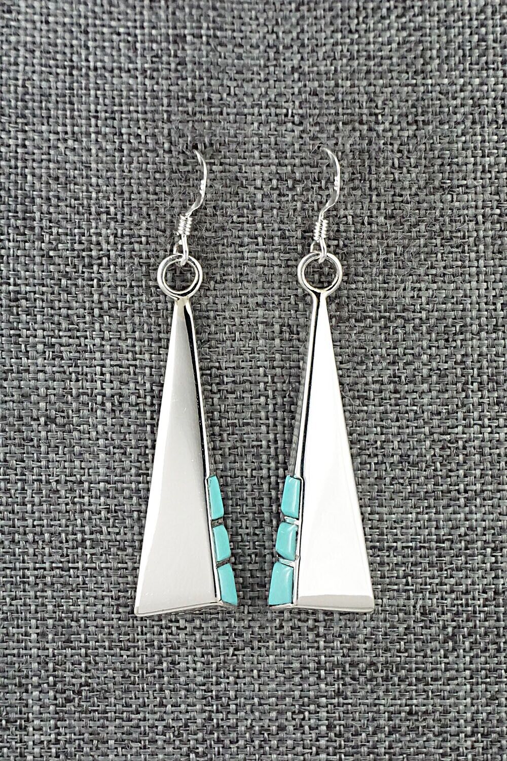 Turquoise & Sterling Silver Earrings - Leonard Jim
