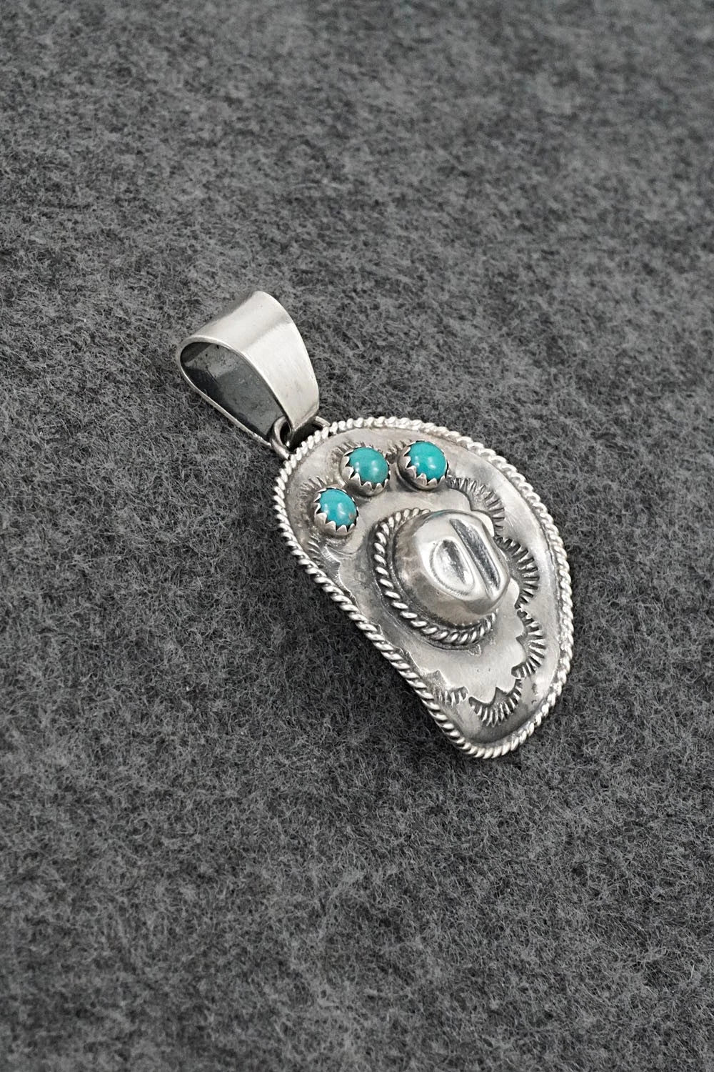 Turquoise & Sterling Silver Pendant - Bobby Platero
