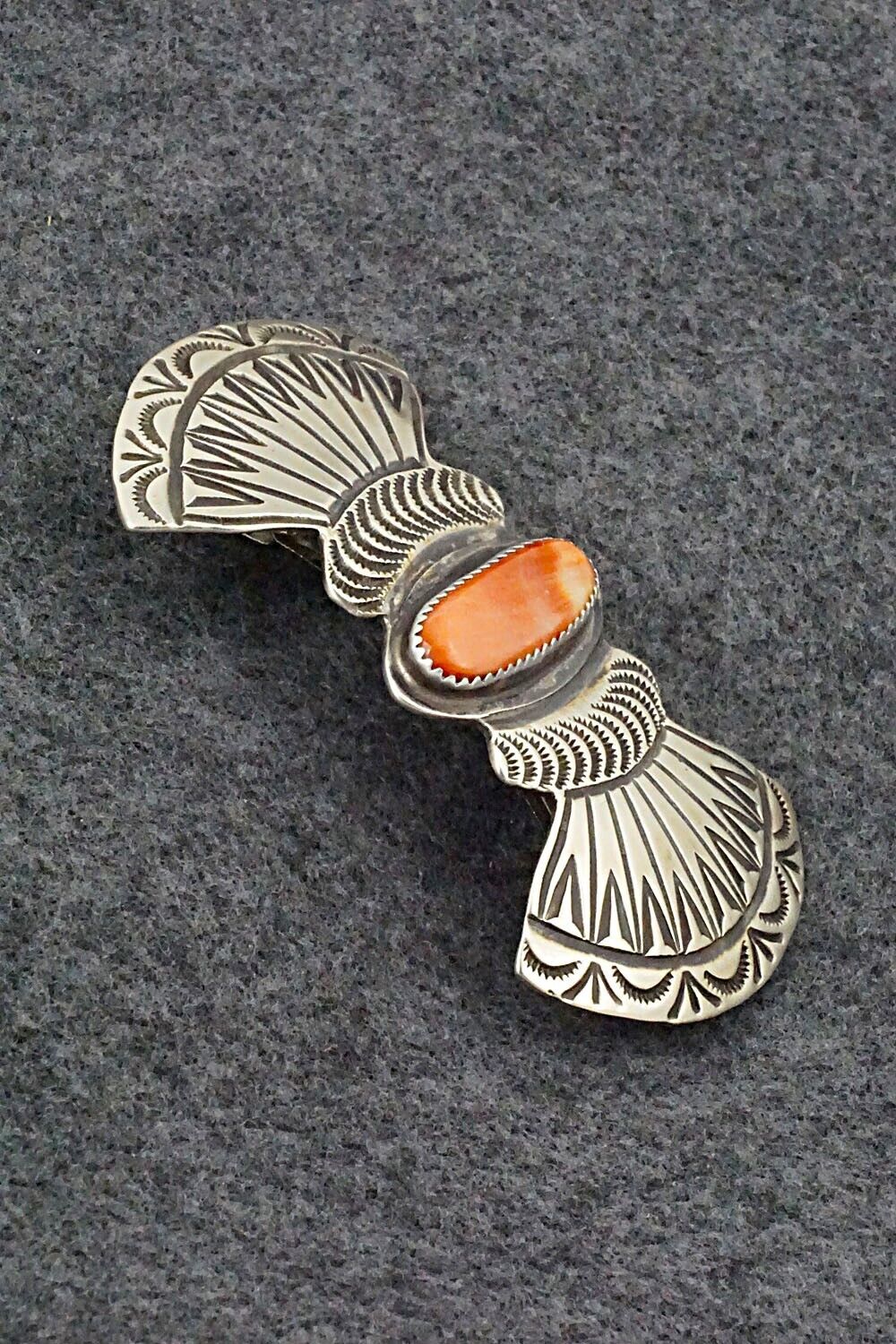 Spiny Oyster & Sterling Silver Hair Barrette - Martha Cayatineto