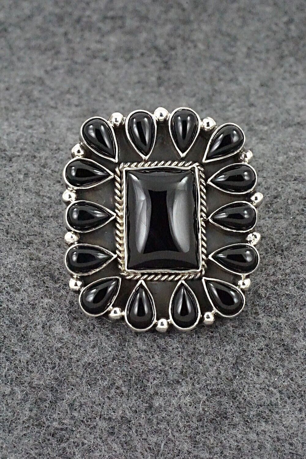 Onyx & Sterling Silver Ring - Verley Betone - Size 7.5