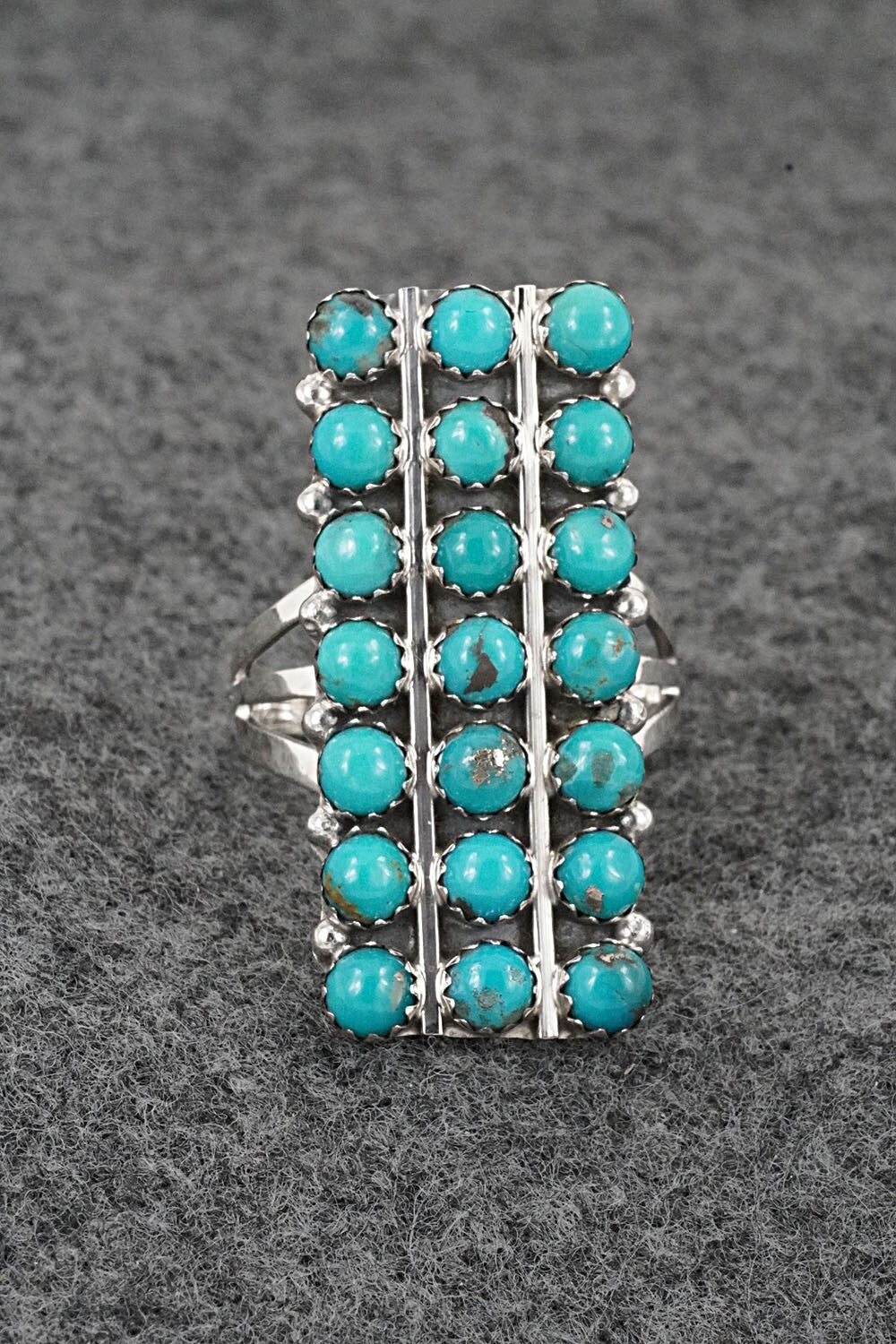 Turquoise & Sterling Silver Ring - Kenny Lonjose - Size 9