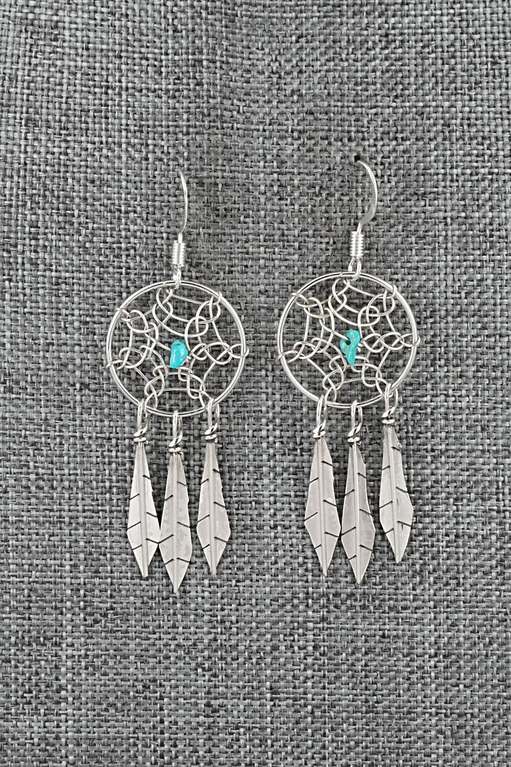 Turquoise & Sterling Silver Earrings - Lorenzo Arviso Jr.