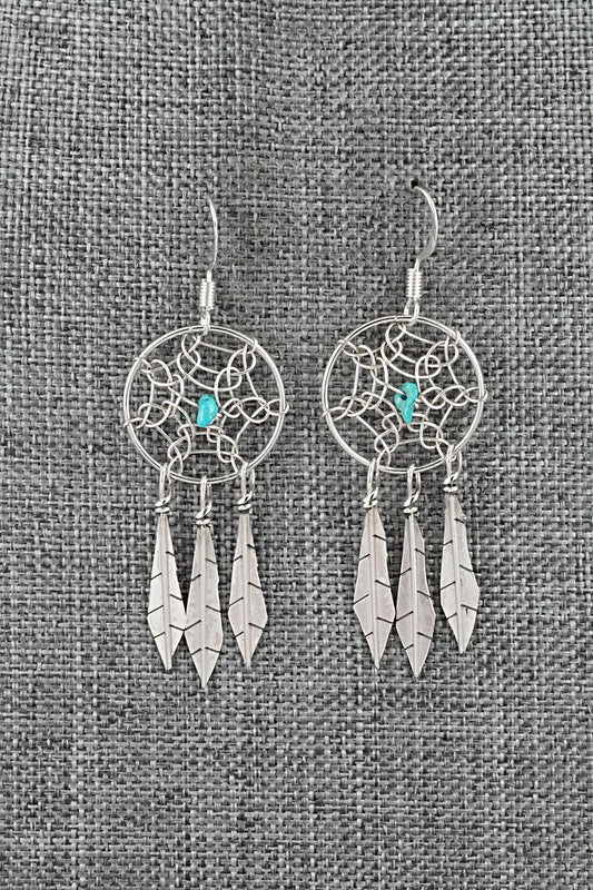 Turquoise & Sterling Silver Earrings - Lorenzo Arviso Jr.