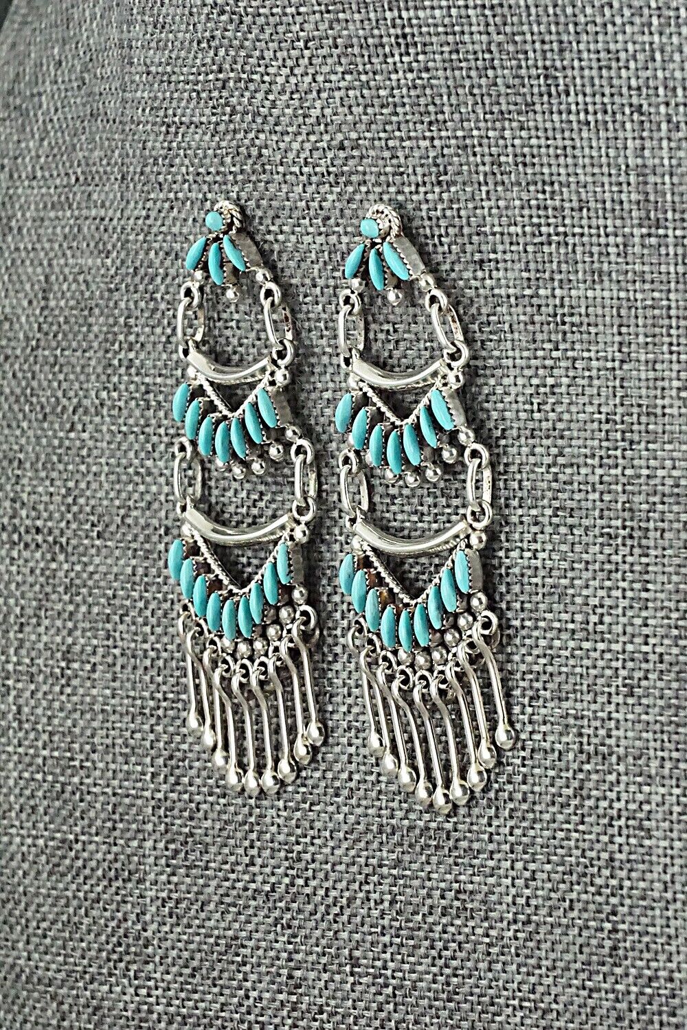 Turquoise & Sterling Silver Earrings - Stewart Nakatewa