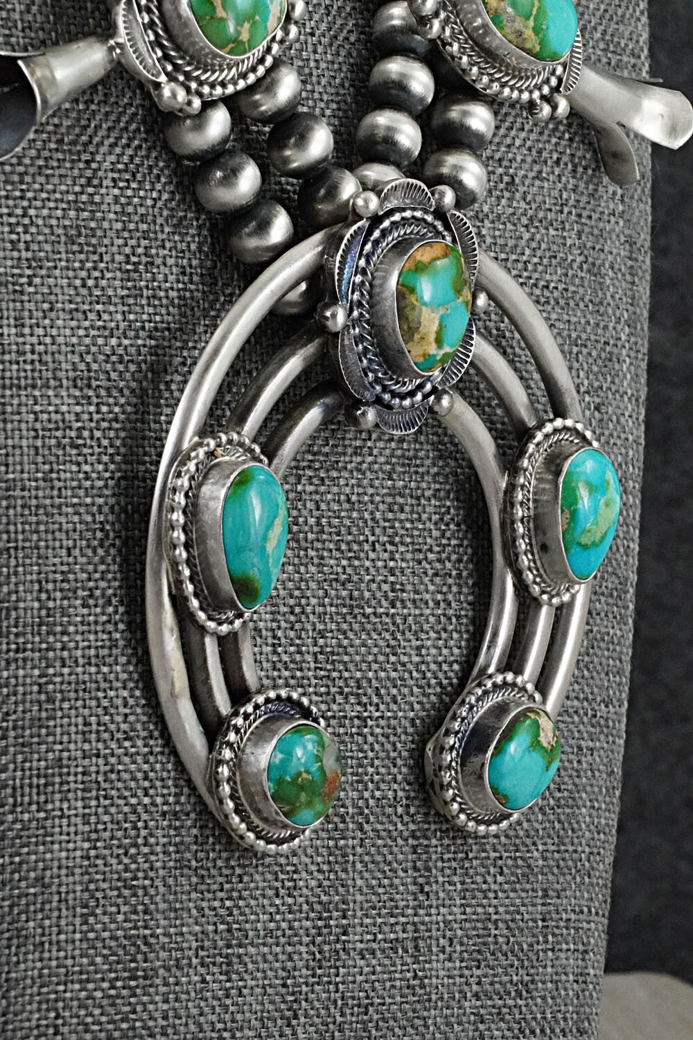 Turquoise & Sterling Silver Squash Blossom Set - Tom Lewis