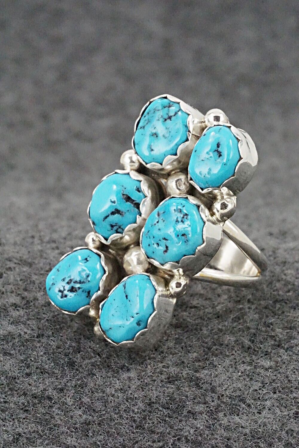 Turquoise & Sterling Silver Ring - Pearlene Spencer - Size 8.5