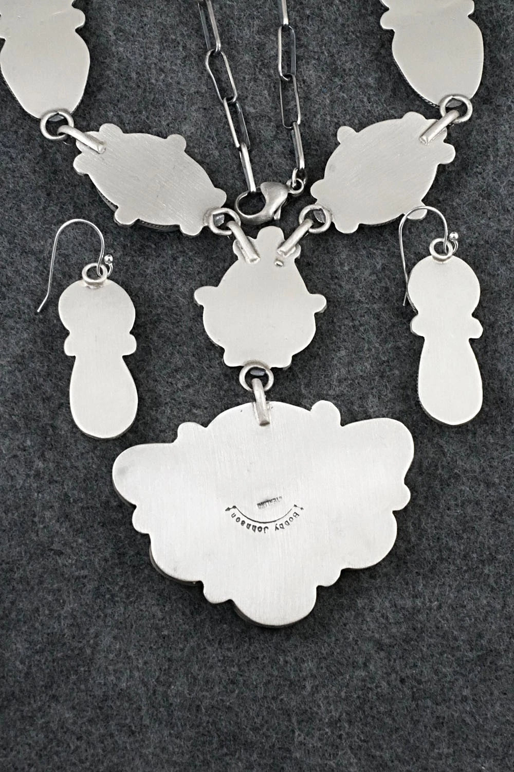 Turquoise & Sterling Silver Necklace and Earrings Set - Bobby Johnson