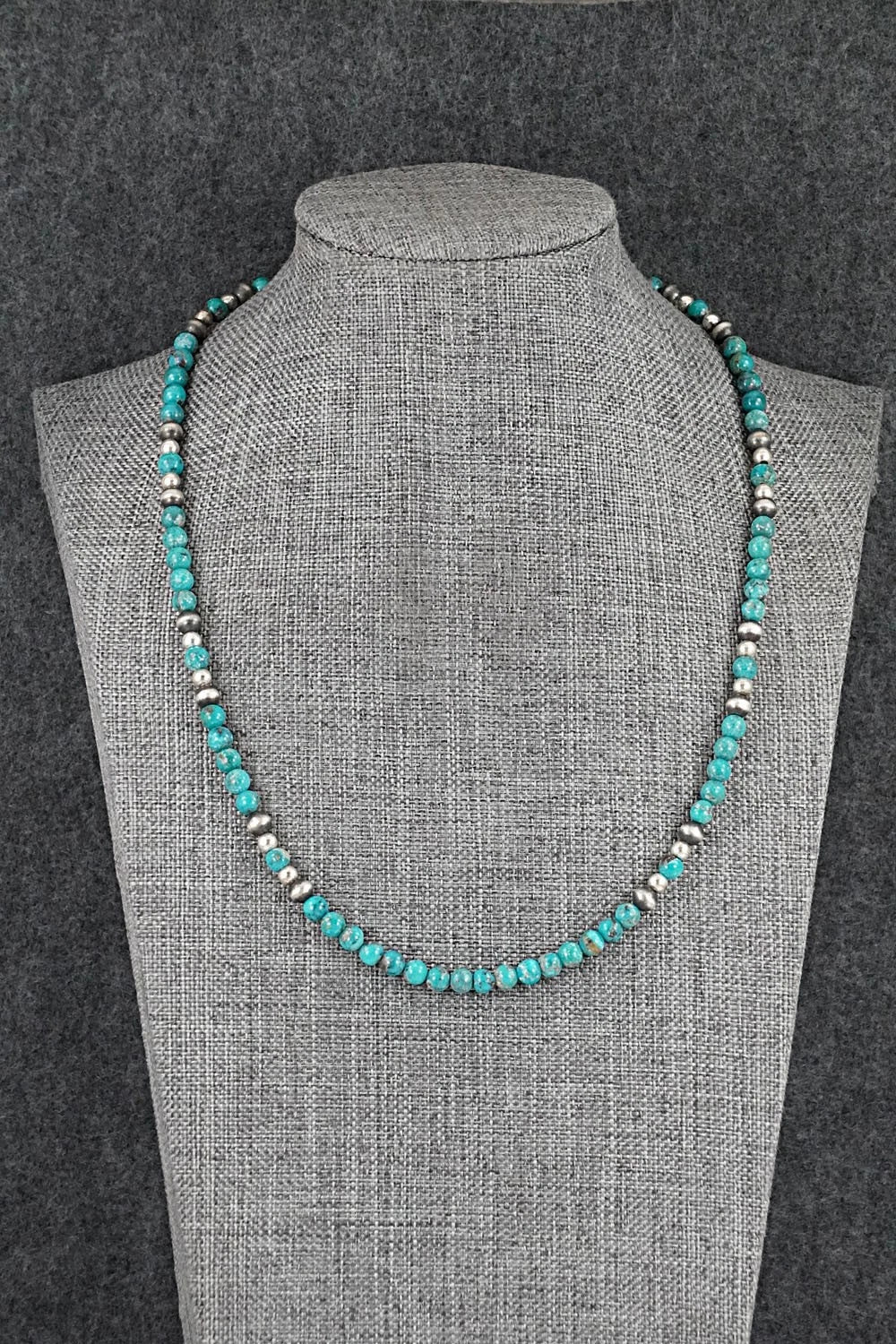 Turquoise & Sterling Silver Necklace 18" - Doreen Jake