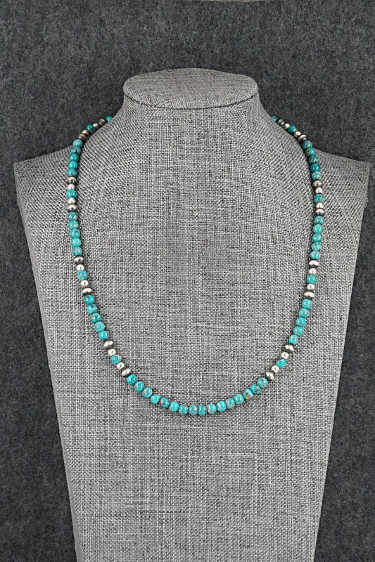 Turquoise & Sterling Silver Necklace 18" - Doreen Jake