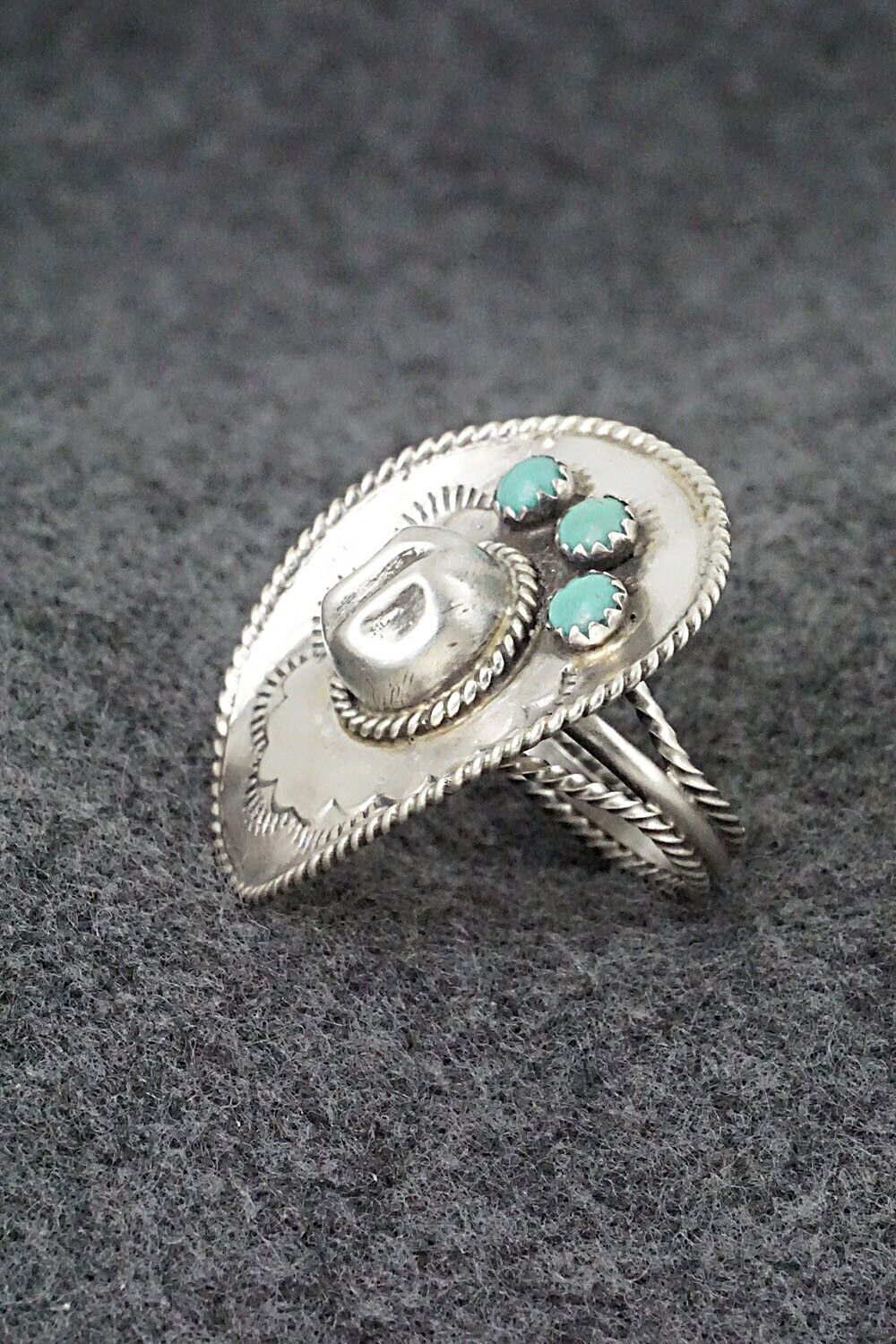 Turquoise & Sterling Silver Ring - Bobby Platero - Size 7