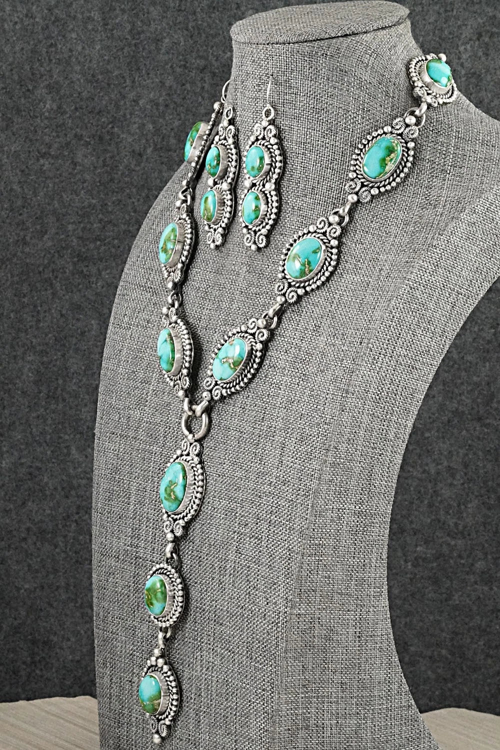 Turquoise & Sterling Silver Necklace and Earrings Set - Rosita Calladitto