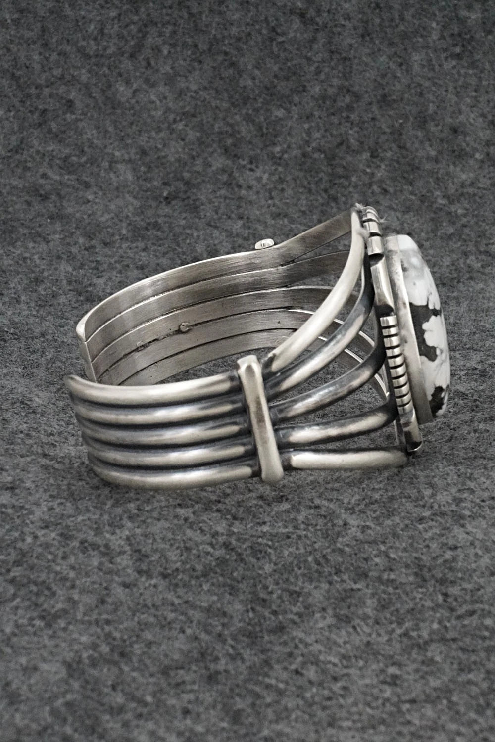 White Buffalo & Sterling Silver Bracelet - Mark Yazzie