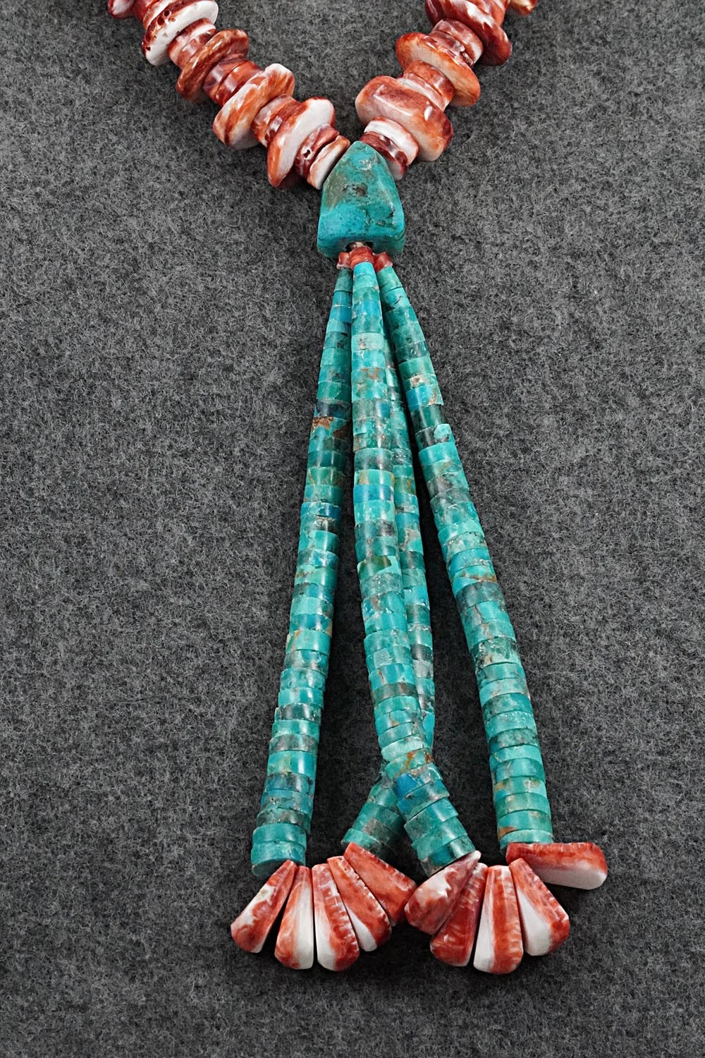 Turquoise & Spiny Oyster Necklace - Lupe Lovato