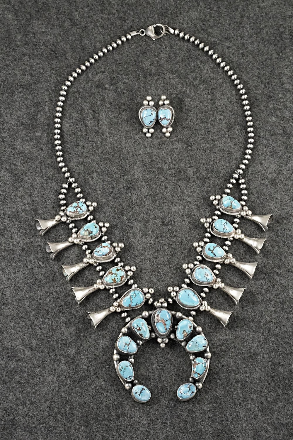 Turquoise & Sterling Silver Squash Blossom Set - Darrin Livingston