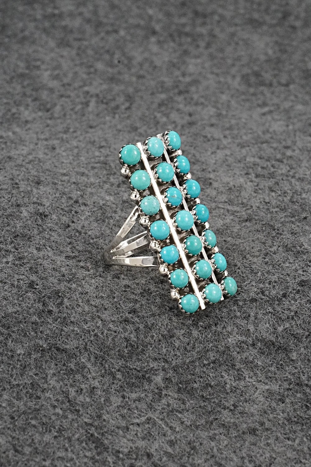Turquoise & Sterling Silver Ring - Kenny Lonjose - Size 7.5