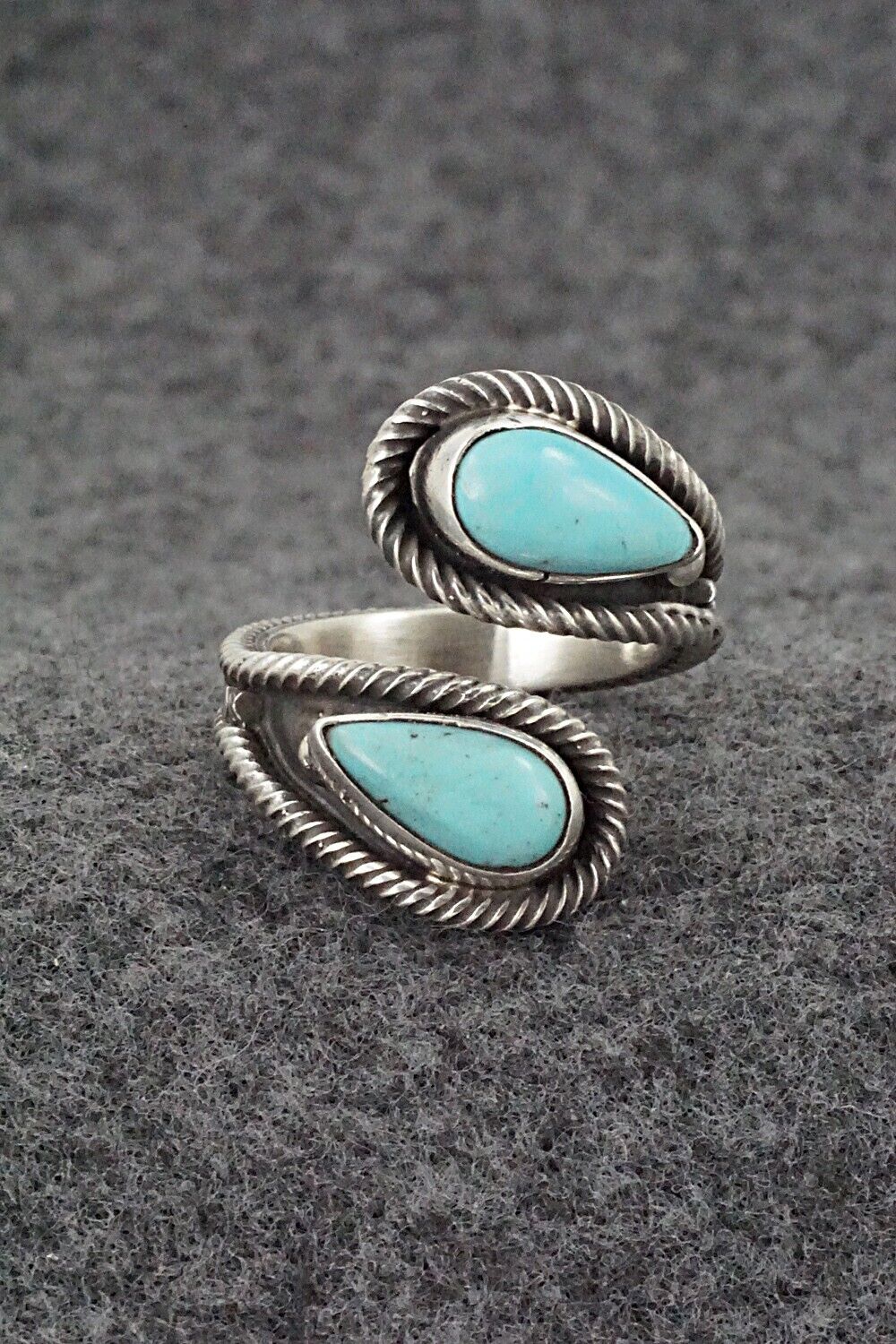 Turquoise & Sterling Silver Ring - Kenny Lonjose - Size 7.5