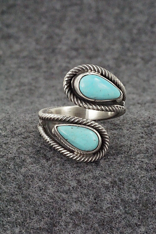 Turquoise & Sterling Silver Ring - Kenny Lonjose - Size 7.5