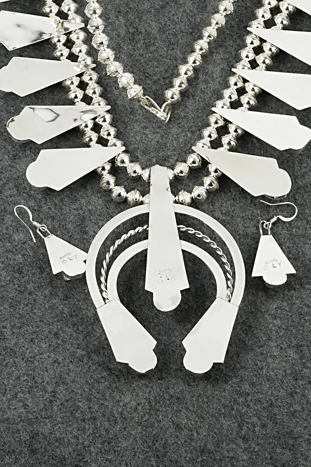 Turquoise & Sterling Silver Squash Blossom Set - Louise Yazzie