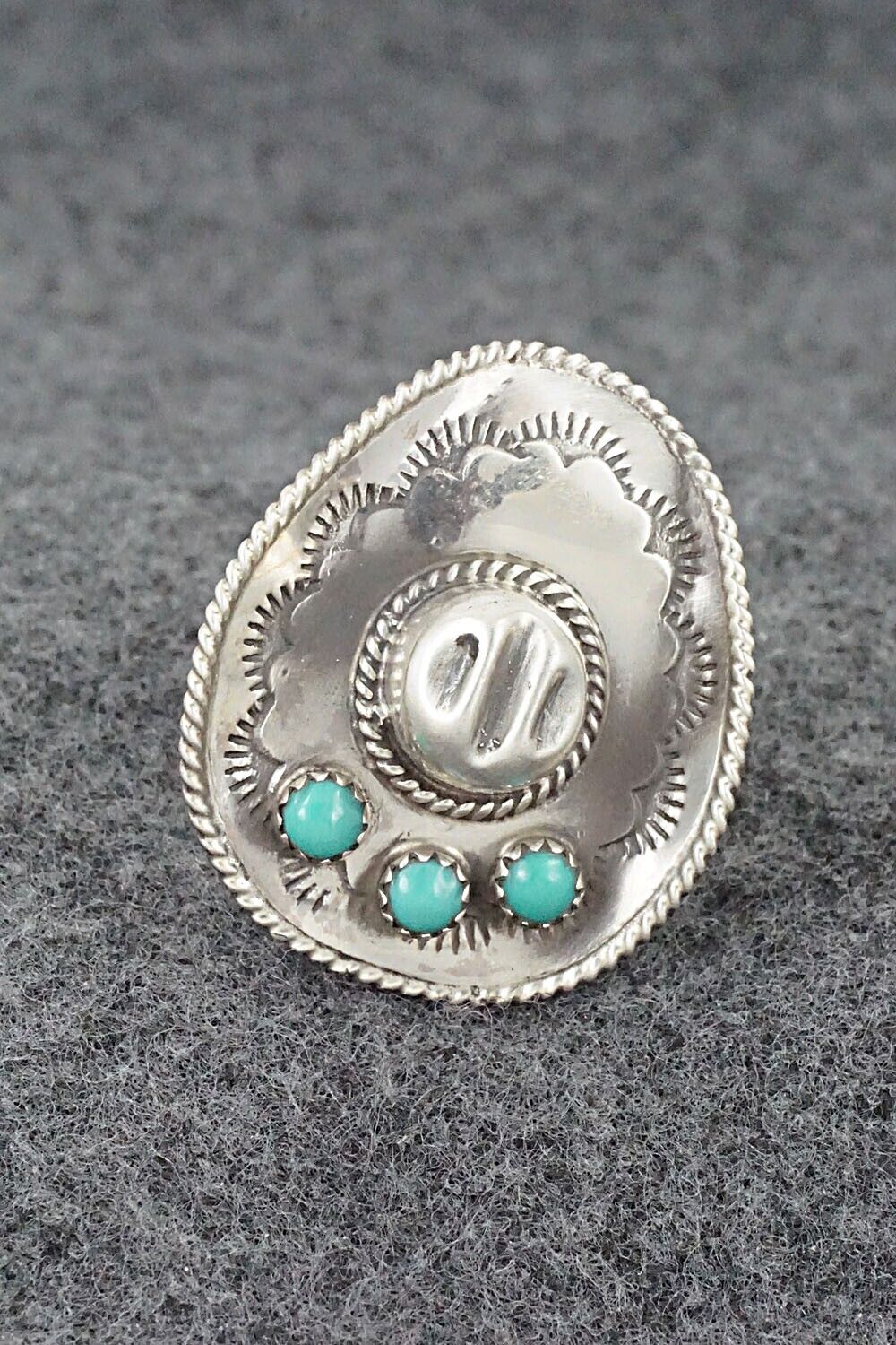 Turquoise & Sterling Silver Ring - Bobby Platero - Size 5.5