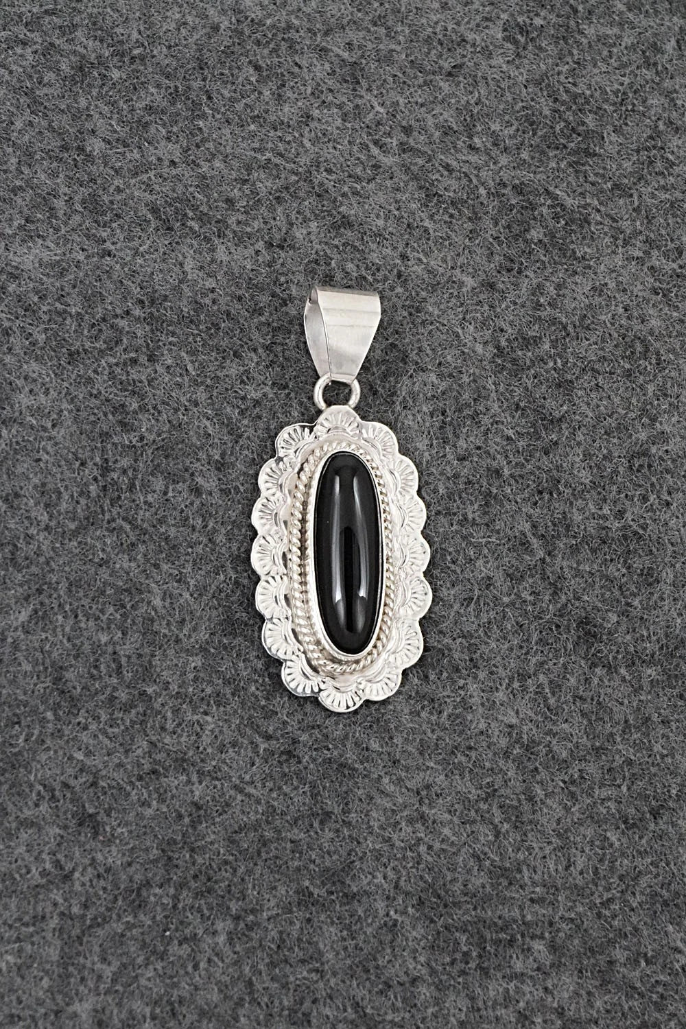 Onyx & Sterling Silver Pendant - Peggy Skeets