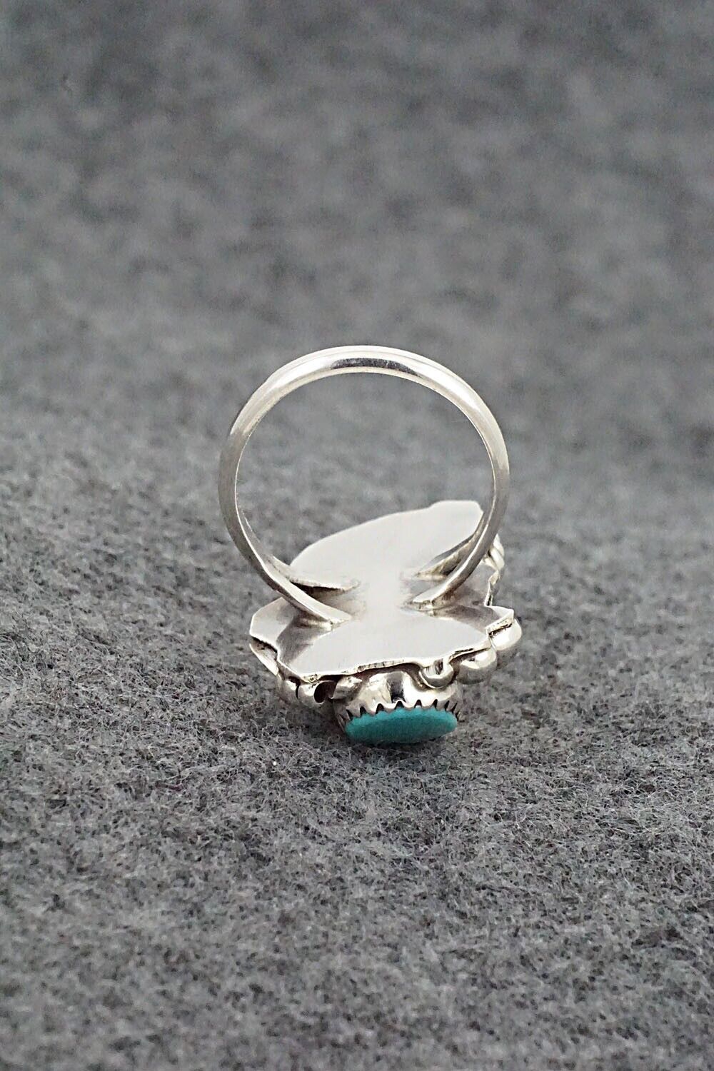 Turquoise, Coral & Sterling Silver Ring - Max Calladitto - Size 5.5