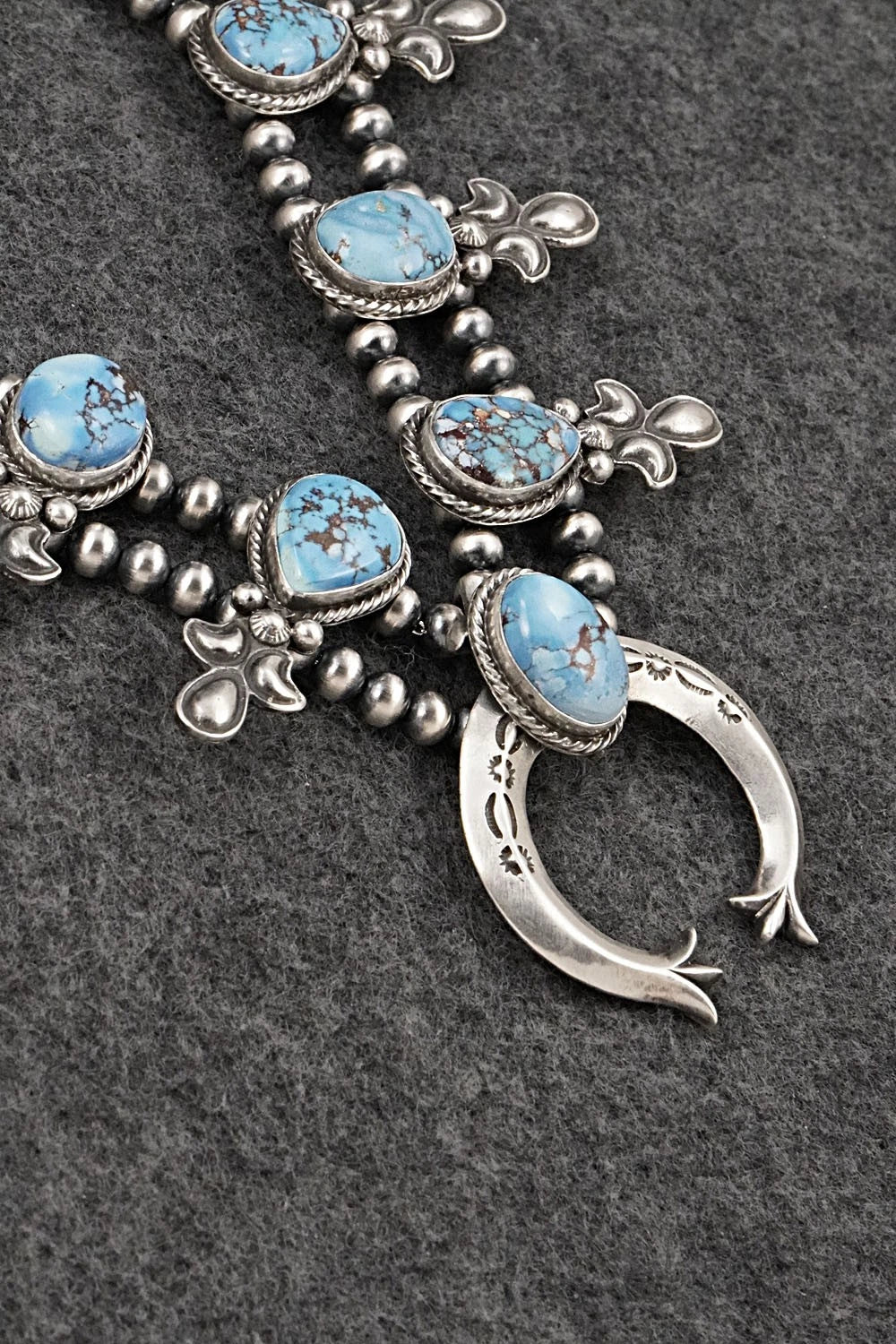 Turquoise & Sterling Silver Squash Blossom Set - Matthew Gordon