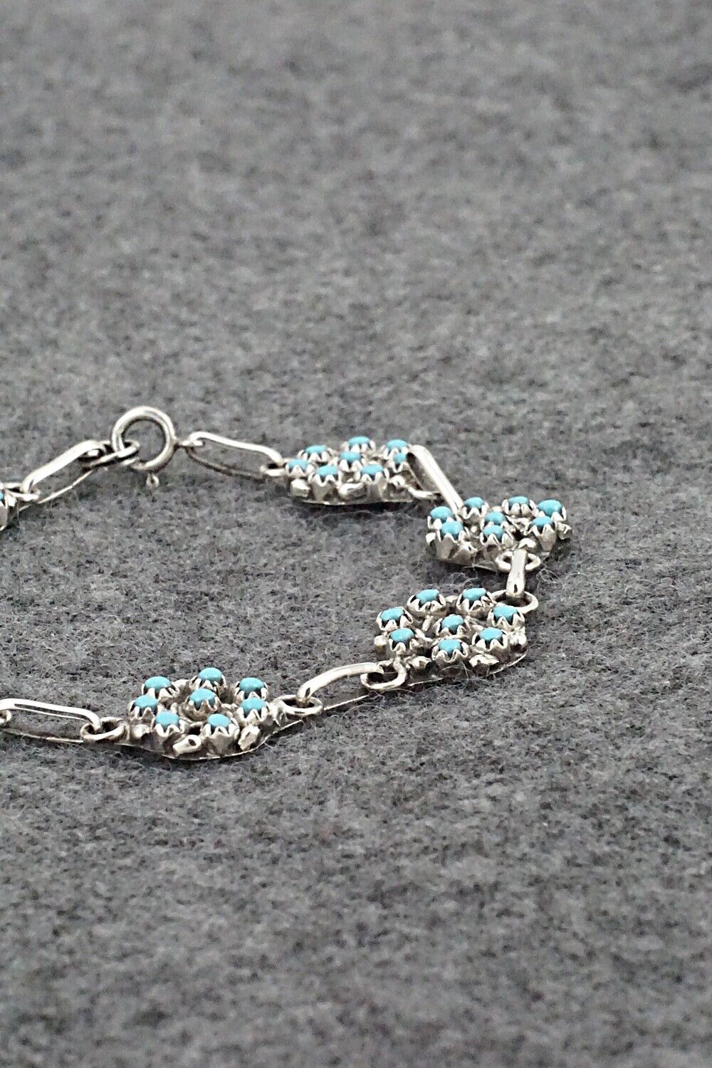 Turquoise & Sterling Silver Link Bracelet - Randy Hooee