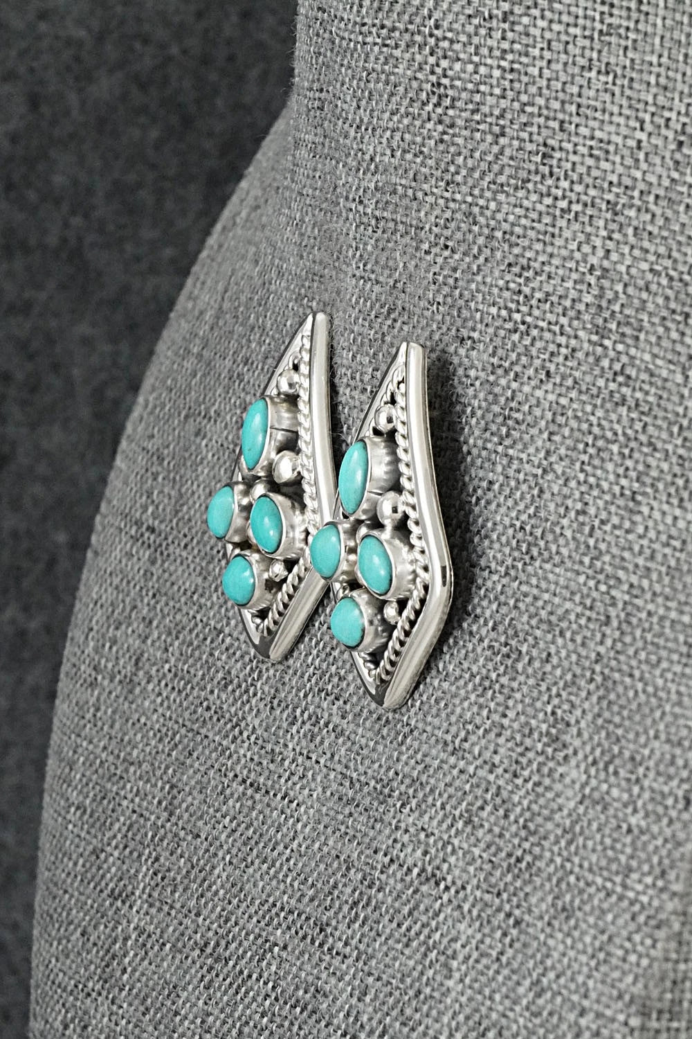 Turquoise & Sterling Silver Earrings - Chester Charley