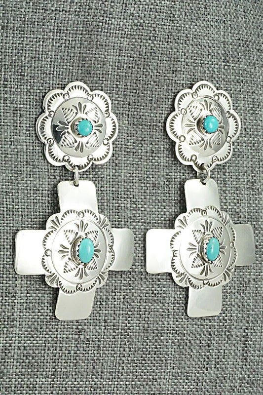 Turquoise and Sterling Silver Earrings - Bertha Begay