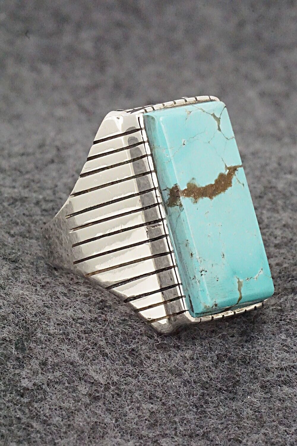 Turquoise & Sterling Silver Ring - Trevor Jack - Size 13