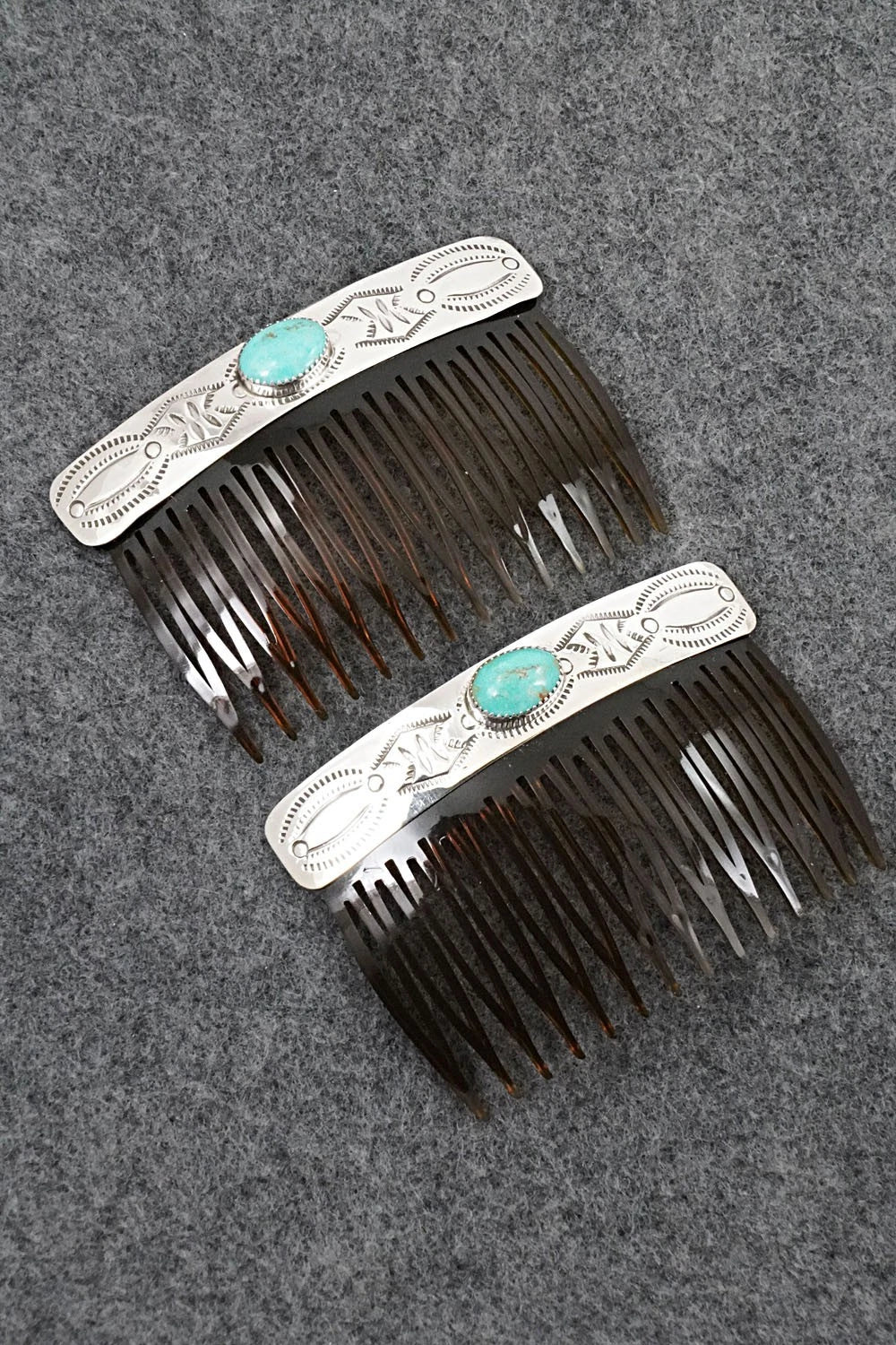 Turquoise & Sterling Silver Hair Combs - Jolene Begay