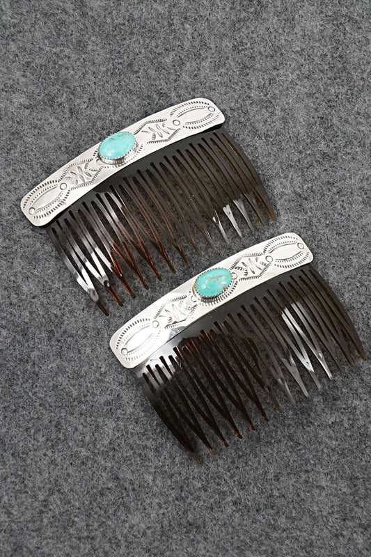 Turquoise & Sterling Silver Hair Combs - Jolene Begay