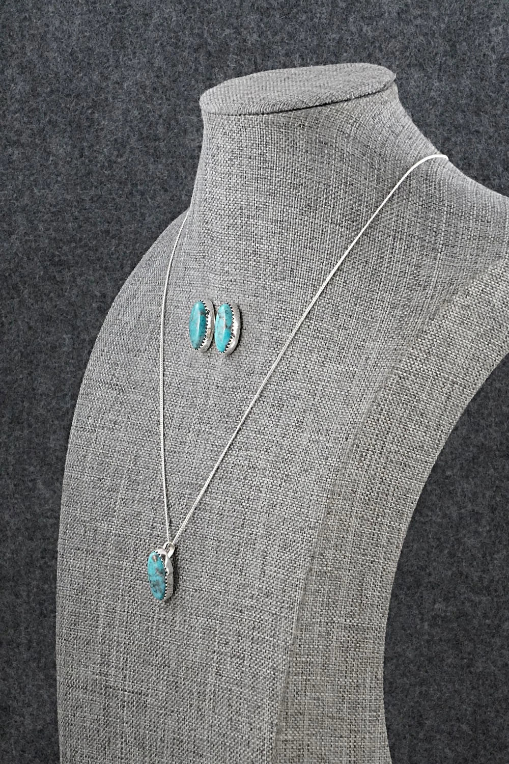 Turquoise & Sterling Silver Necklace and Earrings Set - Murray Hannaweeka
