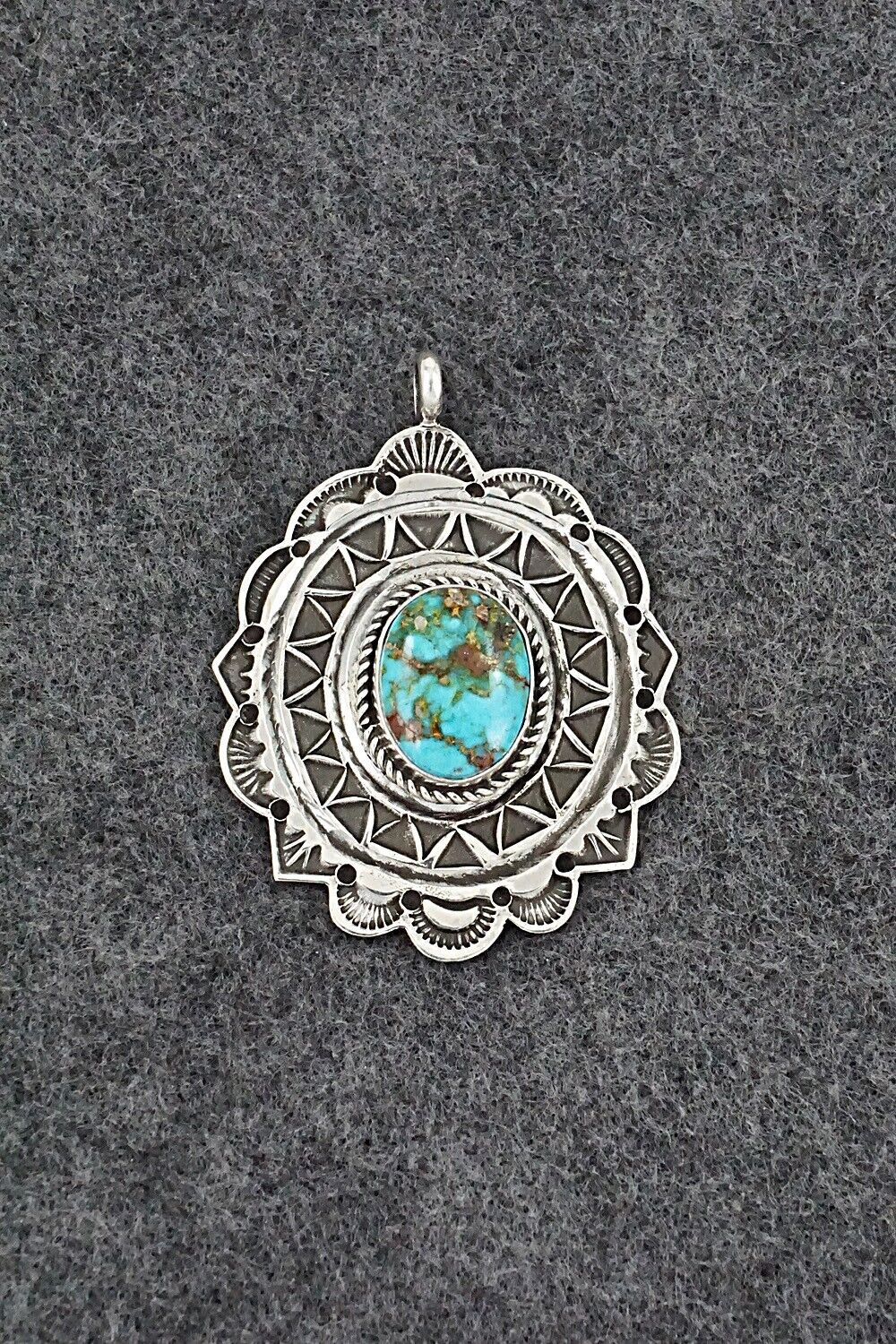 Turquoise & Sterling Silver Pendant - Leonard Maloney