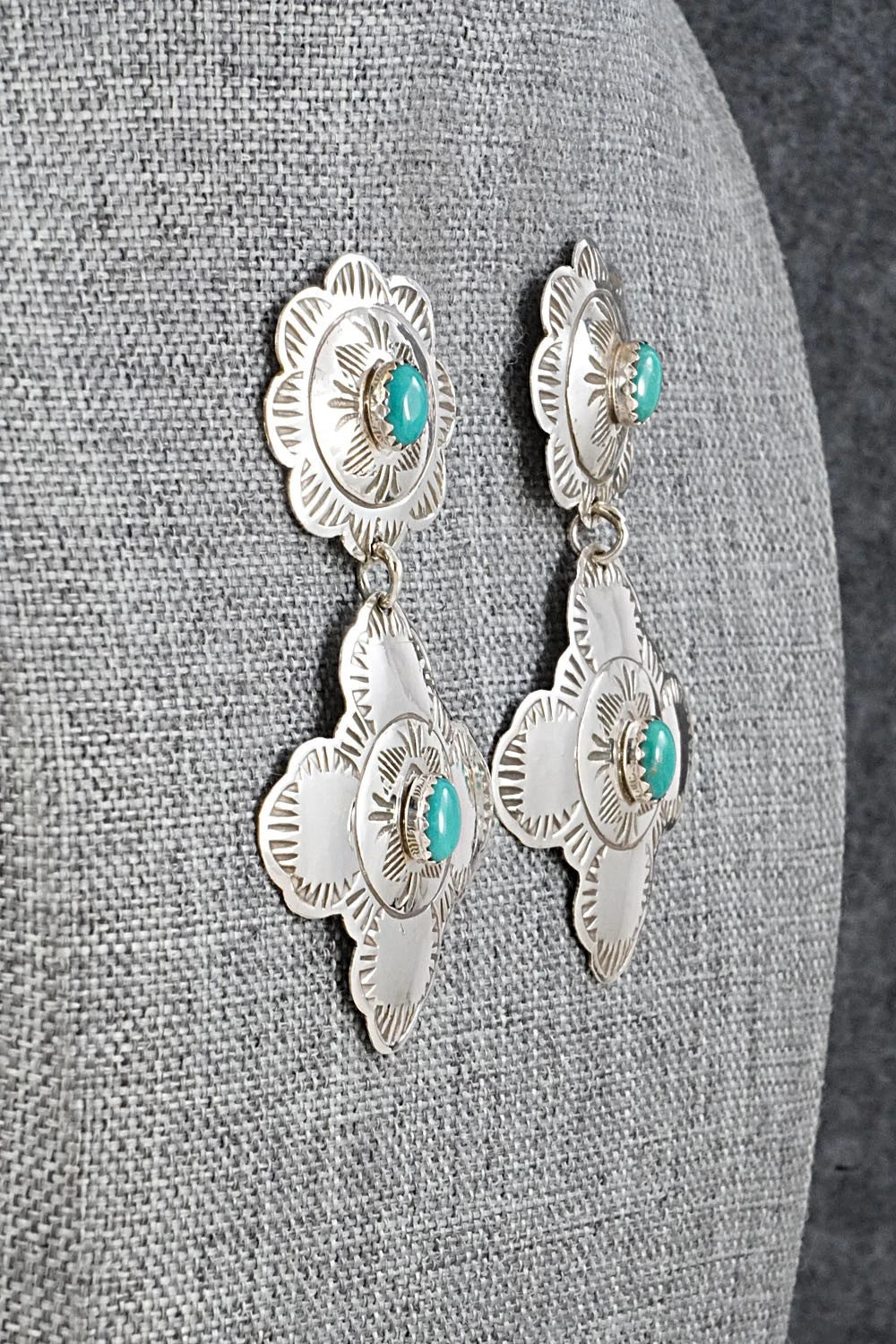 Turquoise & Sterling Silver Earrings - Bertha Begay