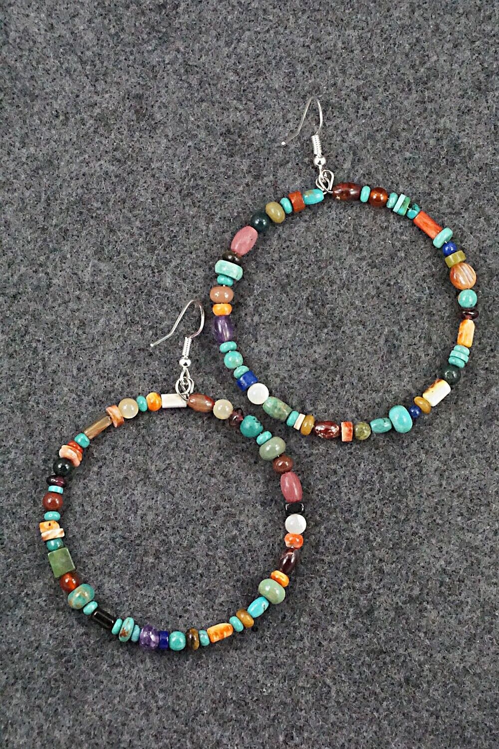 Multi-Stone & Sterling Silver Earrings - Helen Tsosie