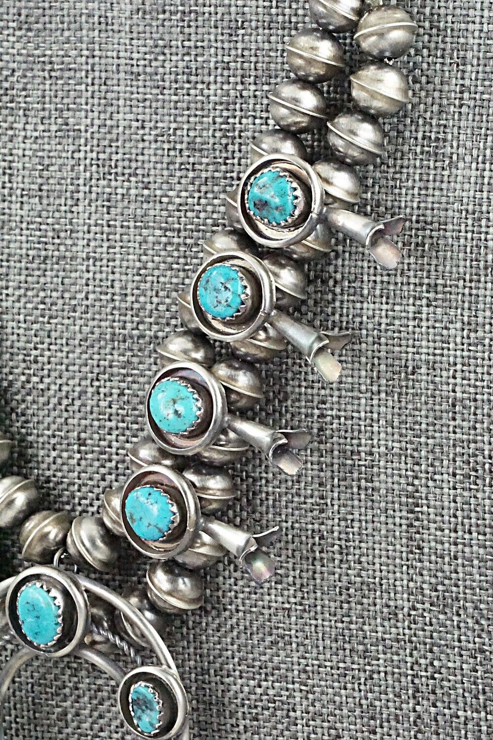 Turquoise & Sterling Silver Mini Squash Blossom Set - Phil Garcia