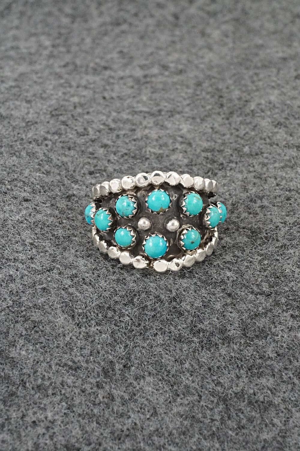 Turquoise & Sterling Silver Ring - Kenny Lonjose - Size 7
