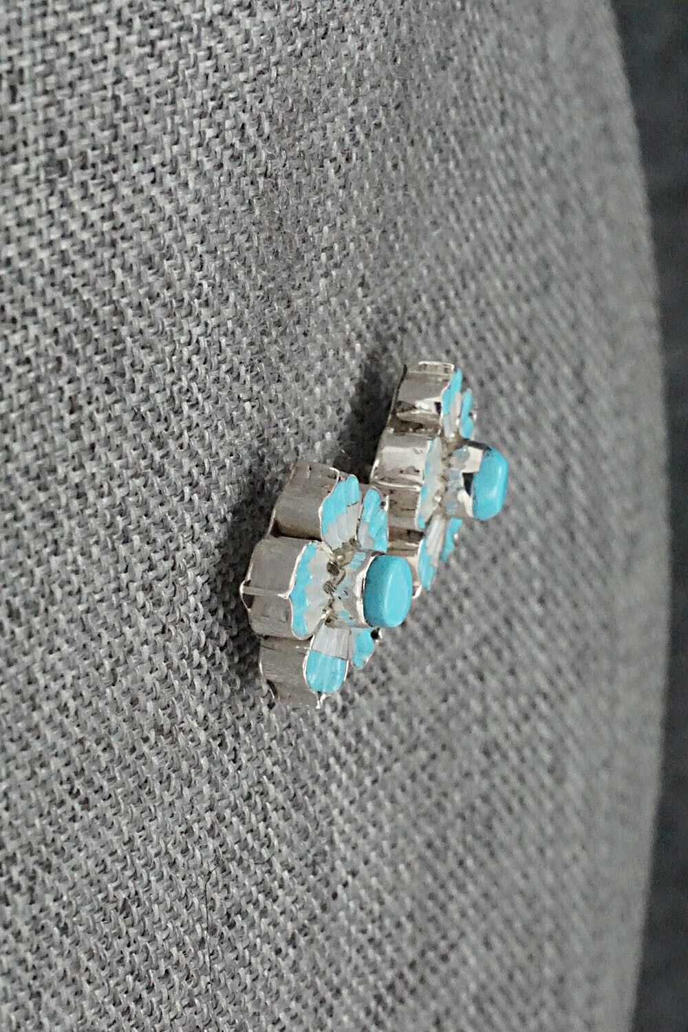 Turquoise, Mother of Pearl & Sterling Silver Earrings - Marsha Quam