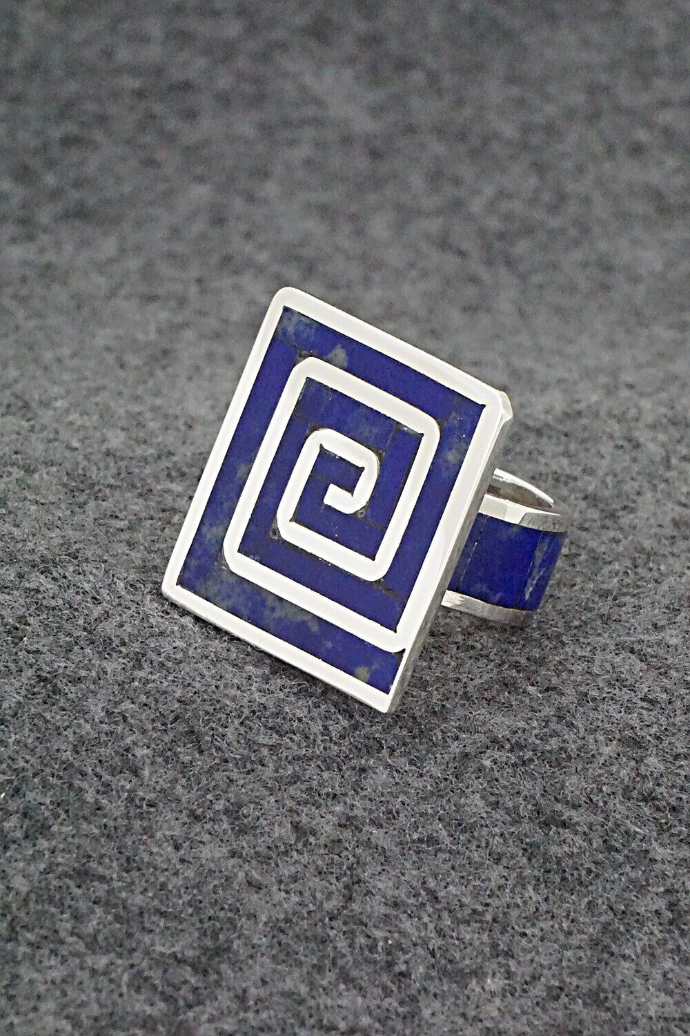 Lapis & Sterling Silver Inlay Ring - Elliot Coonsis - Size 9