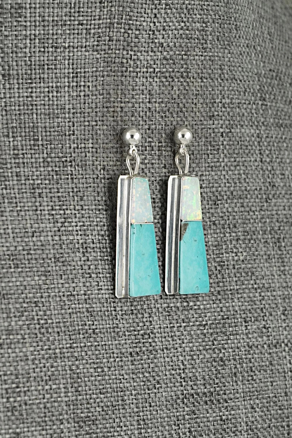 Turquoise, Opalite & Sterling Silver Earrings - Brenda Pete