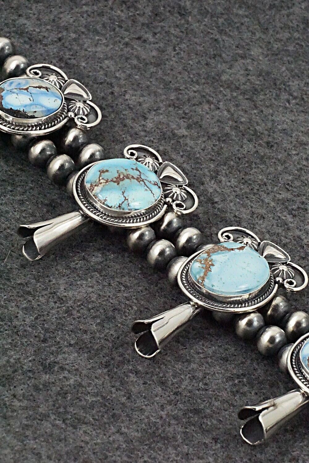 Turquoise & Sterling Silver Squash Blossom Set - Derrick Gordon